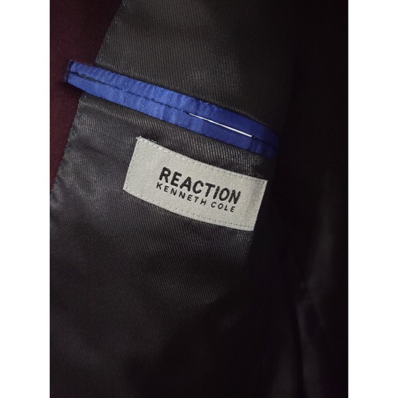 Kenneth Cole Reaction Velvet Sport Coat Blazer Burgundy Maroon, 40L - Picture 2 of 6